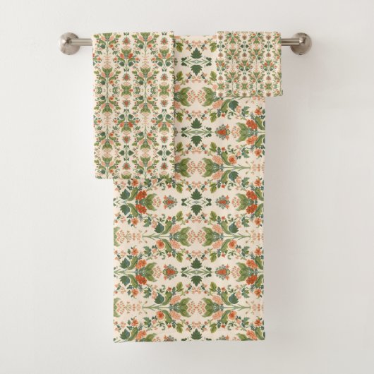 William Morris Antique Honeysuckle Floral Pattern バスタオルセット (インサイチュ)