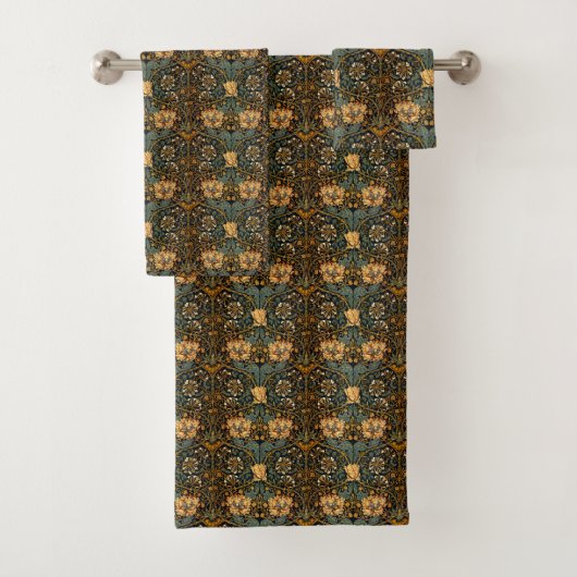 William Morris Antique Honeysuckle Floral Pattern バスタオルセット (インサイチュ)