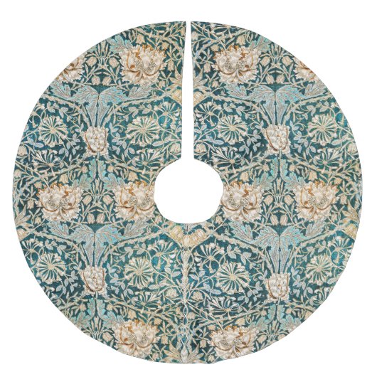 William Morris Antique Honeysuckle Floral Pattern ブラッシュドポリエステルツリースカート (正面)