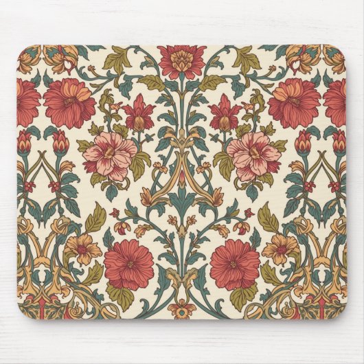 William Morris Antique Honeysuckle Floral Pattern マウスパッド (正面)