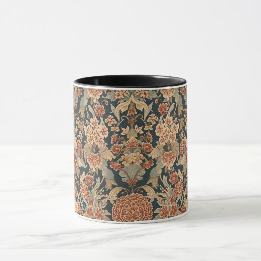 William Morris Antique Honeysuckle Floral Pattern マグカップ (中央)
