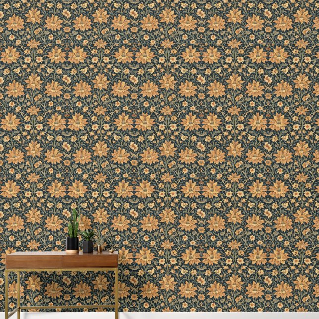 William Morris Antique Honeysuckle Floral Pattern 壁紙 (廊下)
