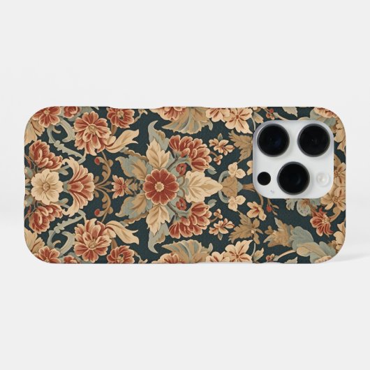 William Morris Antique Honeysuckle Floral Pattern iPhoneケース (裏面横)