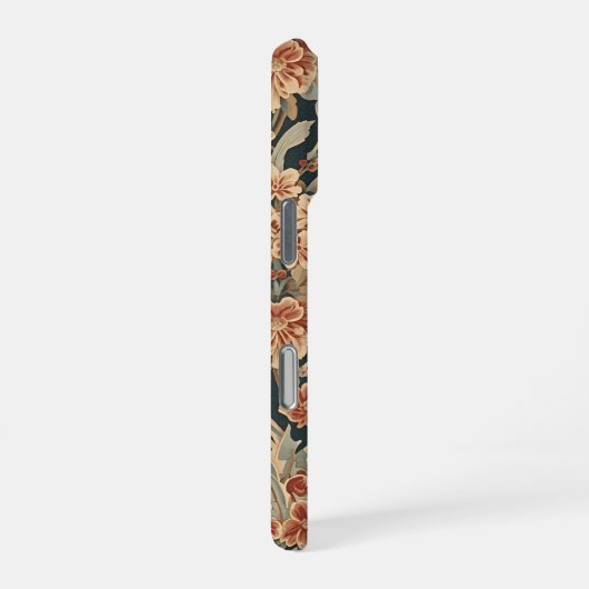 William Morris Antique Honeysuckle Floral Pattern iPhoneケース (右側面)
