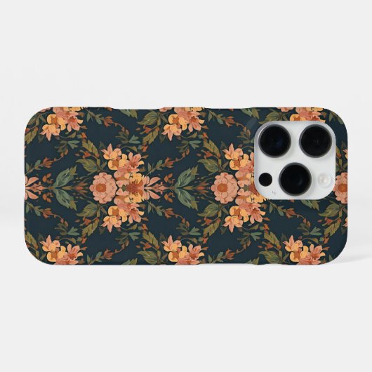 William Morris Antique Honeysuckle Floral Pattern iPhoneケース (裏面横)