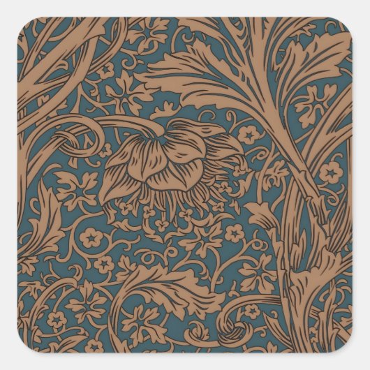 William Morris Arcadia Floral Pattern Classic スクエアシール (正面)