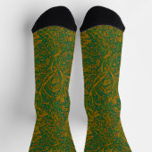 William Morris Arcadia Floral Pattern Green Golden ソックス (上部)