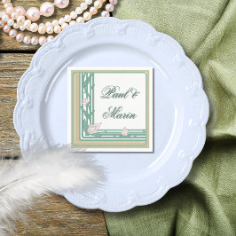 William Morris Art Deco Floral Green Vines スタンダードカクテルナプキン