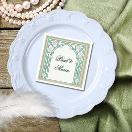 William Morris Art Deco Floral Green Vines スタンダードカクテルナプキン