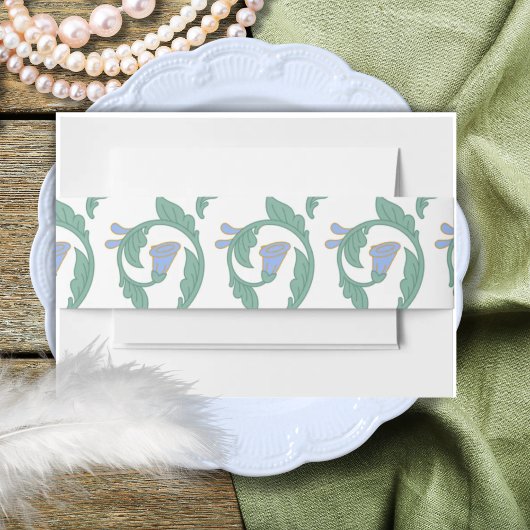 William Morris Art Deco Floral Green Vines 招待状ベリーバンド