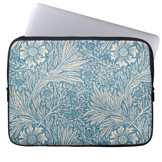 William Morris - Art Nouveau Blue Marigold ラップトップスリーブ (正面)