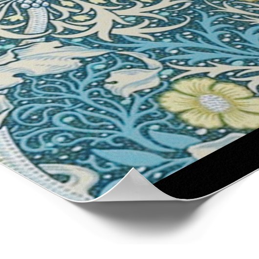 William Morris,art nouveau pattern, seaweed,blue,f ポスター (角)