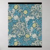 William Morris,art nouveau pattern, seaweed,blue,f ポスター (正面)