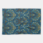 William Morris Autumn Flowers Pattern Seaside Blue キッチンタオル (横)