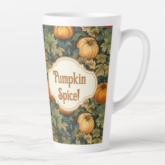 William Morris Autumn Pumpkin Spice Personalized  カフェラテマグ (右)
