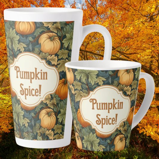 William Morris Autumn Pumpkin Spice Personalized カフェラテマグ