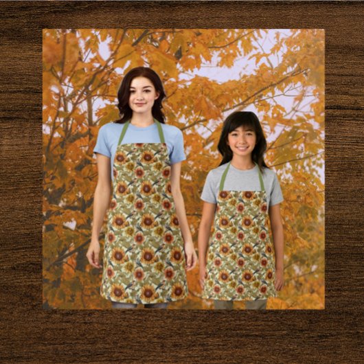 William Morris Autumn Sunflowers Birds Autumn エプロン