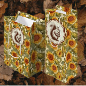 William Morris Autumn Sunflowers Squirrel ワインギフトバッグ
