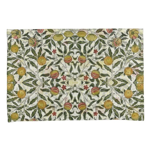 William Morris Beautiful Fruit Foliage Flowers Red 枕カバー (正面右)
