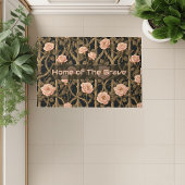 William Morris Beige Climbing Roses Trellis Floral ドアマット