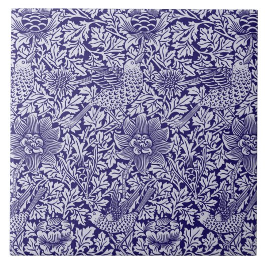 William Morris「Bird and Anemone」のブルー タイル (正面)