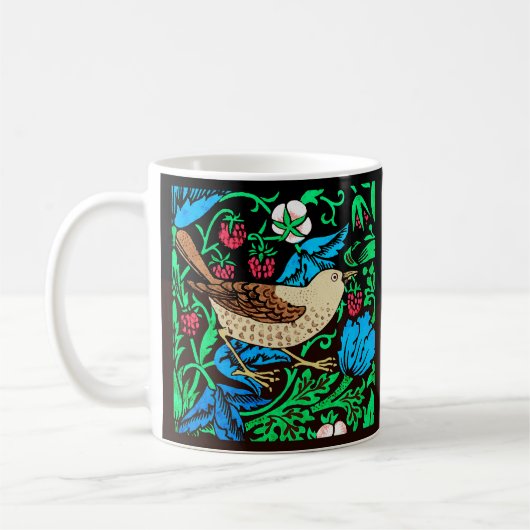 William Morris Bird & Flower Tile，青と黒 コーヒーマグカップ (左)