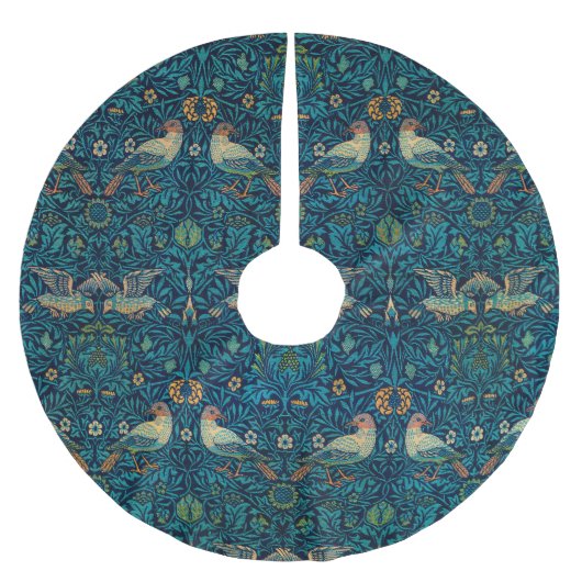 William Morris Birds Art Nouveau Floral Pattern ブラッシュドポリエステルツリースカート (正面)