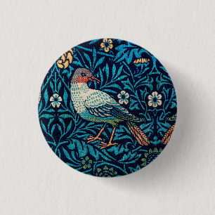 William Morris Birds Art Nouveau Floral Pattern 缶バッジ