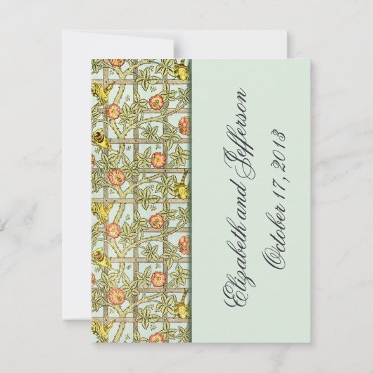 William Morris Birds & Flowers Wedding RSVPカード (裏面)