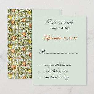 William Morris Birds & Flowers Wedding RSVPカード