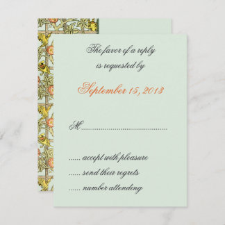 William Morris Birds & Flowers Wedding RSVPカード