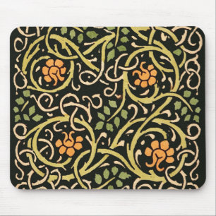 William Morris Black Floral Art Print Design マウスパッド