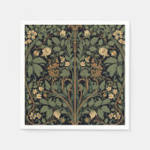 William Morris Blackthorn Floral Art Nouveau スタンダードカクテルナプキン (正面)