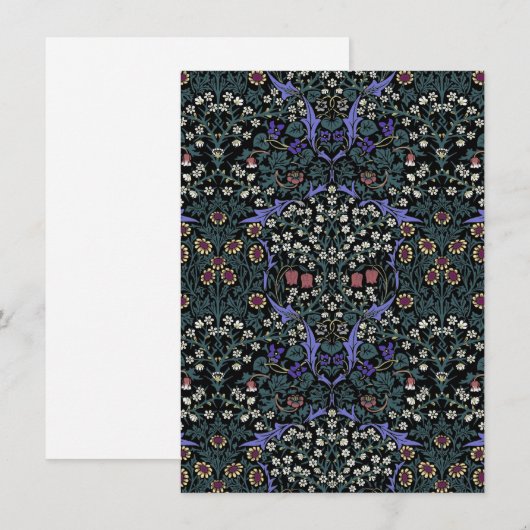 William Morris Blackthorn Victorian Botanical ノートカード (正面/裏面)