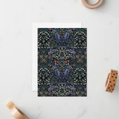 William Morris Blackthorn Victorian Botanical ノートカード (正面/裏面インサイチュ)