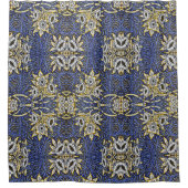 William Morris Blue and Gold Tulip Willow Design シャワーカーテン (正面)