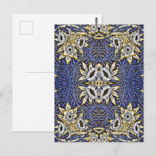 William Morris Blue and Gold Tulip Willow Design ポストカード (正面/裏面)