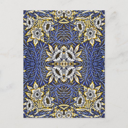 William Morris Blue and Gold Tulip Willow Design ポストカード (正面)