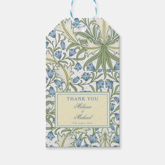 William Morris, Blue Bellflowers 結婚'S Thank You ギフトタグ (正面)