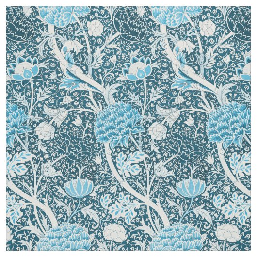 William Morris Blue Floral Pattern Pre-Raphaelites ファブリック (見本)