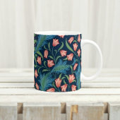 William Morris Blue Green Pink Floral Pattern コーヒーマグカップ