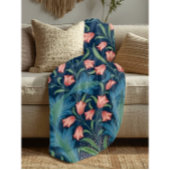 William Morris Blue Green Pink Floral Pattern フリースブランケット