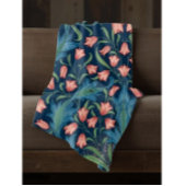 William Morris Blue Green Pink Floral Pattern フリースブランケット