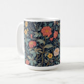 William Morris Blue Teal Arts & Crafts Floral コーヒーマグカップ (正面左)
