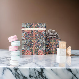 William *Morris Blue Thistle Pink Motifs ラッピングペーパー