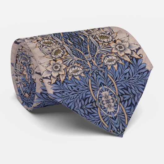 William * Morris Blue Tulipと柳の花 ネクタイ (ロール)