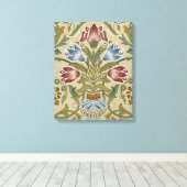William Morris Brocadeフローラ壁紙パターン キャンバスプリント (インサイチュ (ウッドフロア))