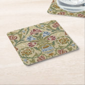 William Morris Brocadeフローラ壁紙パターン スクエアペーパーコースター (アングル)