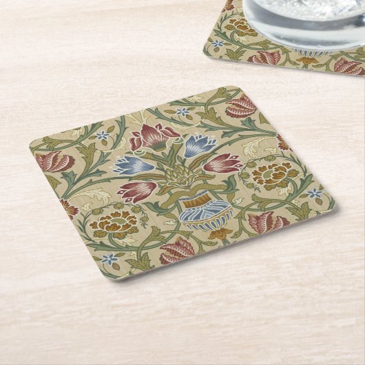 William Morris Brocadeフローラ壁紙パターン スクエアペーパーコースター (アングル)