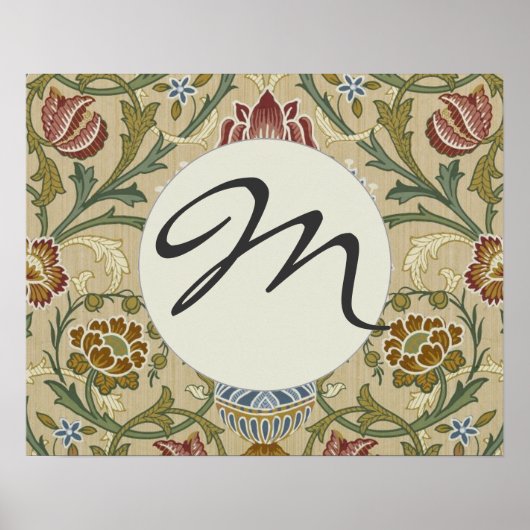 William Morris Brocadeフローラ壁紙パターン ポスター (正面)